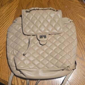 Modern & Chic Elegant Quilted Tan Backpack